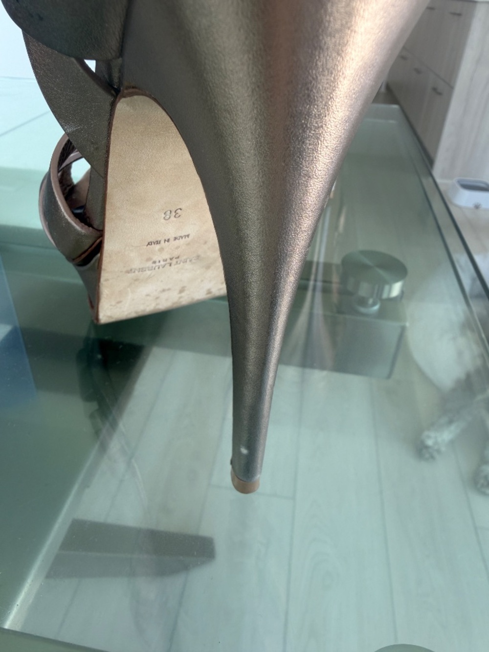 SAINT LAURENT Tribute 135 leather platform sandals 38 rose gold - Picture 4 of 9